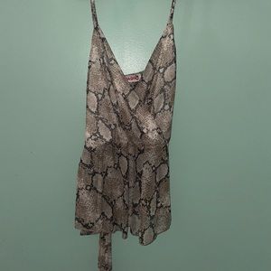 Snake-print mesh tank